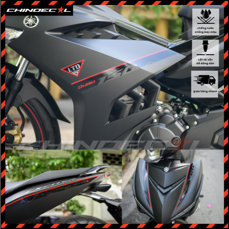 Tem YAMAHA EXCITER 150 Phiên bản đặc biệt MATTE BLACK 2018 | Tem cao cấp 3 lớp chống nước chống bay màu | 843006