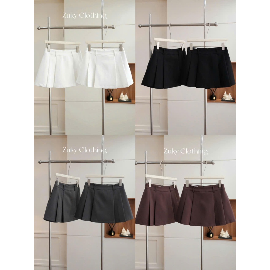 ZUKY CLOTHING Chân váy xếp li ngắn nữ.