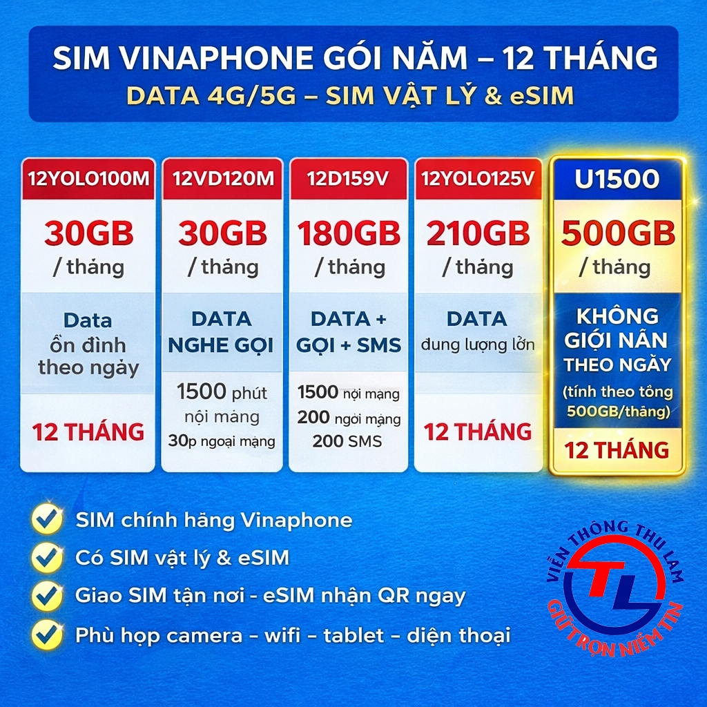 SIM Vinaphone U1500 500GB/Tháng Dùng 12 Tháng - ảnh 3