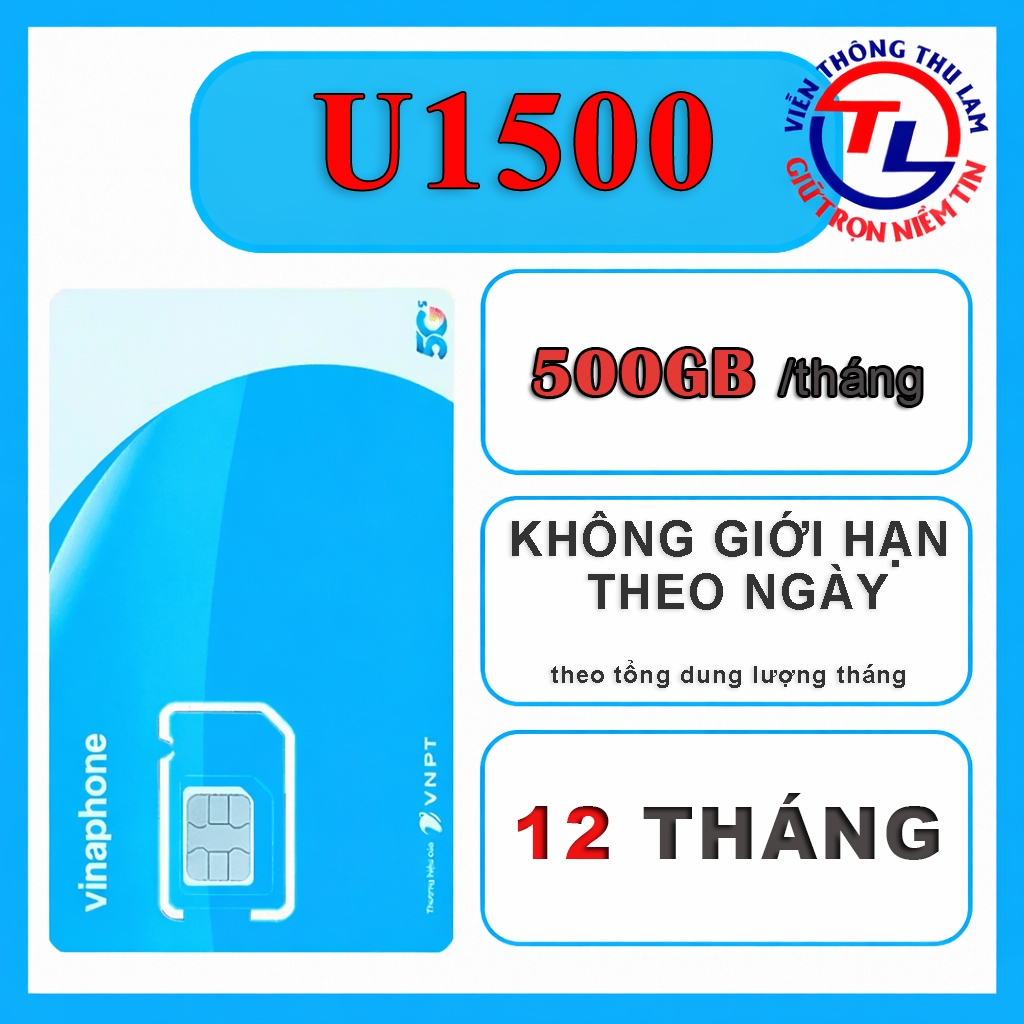 SIM VINAPHONE U1500 – 500GB/THÁNG – 12 THÁNG – 4G/5G – KHÔNG GIỚI HẠN THEO NGÀY – SIM VẬT LÝ & eSIM