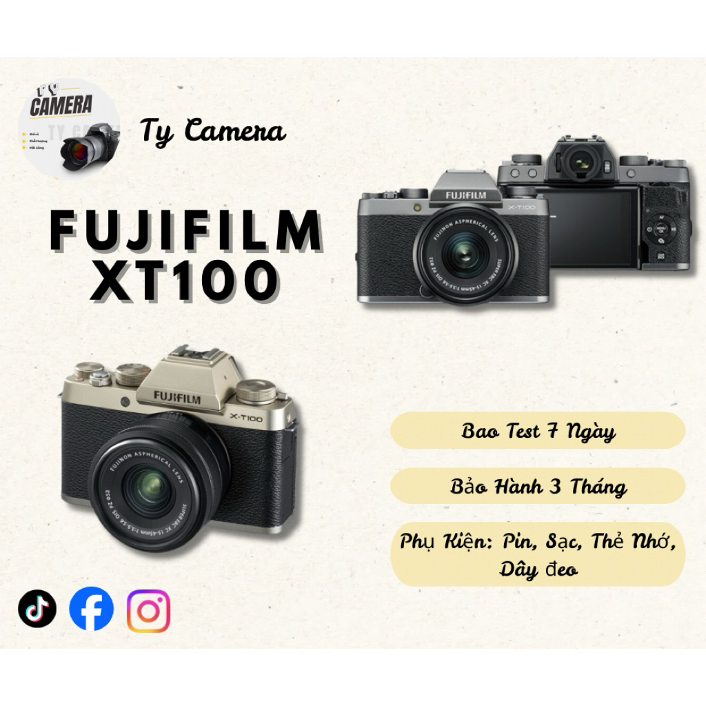 Máy ảnh FUJIFILM XT100 mới 96-98% đẹp không lỗi (kèm full phụ kiện)