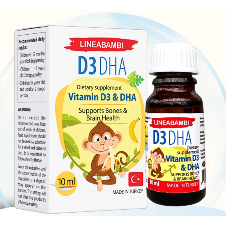 LINEABAMBI D3 DHA 10 ml.Bổ sung vitamin D3 và DHA cho cơ thể, giúp cải thiện sức khỏe, hỗ trợ phát t