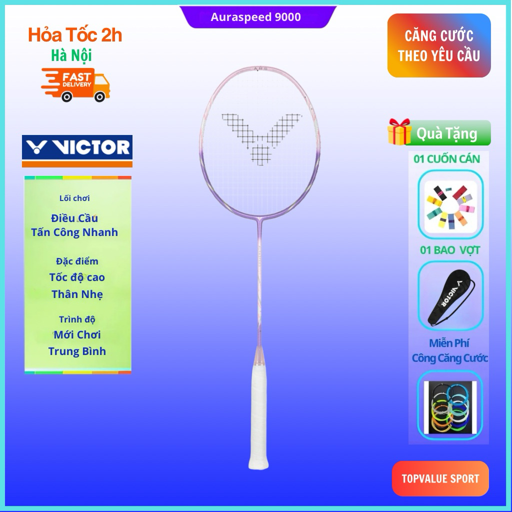 ✅【Chính Hãng】Vợt cầu lông Victor Auraspeed 9000 chính hãng (kèm pbh Victor), khung trợ lực free core