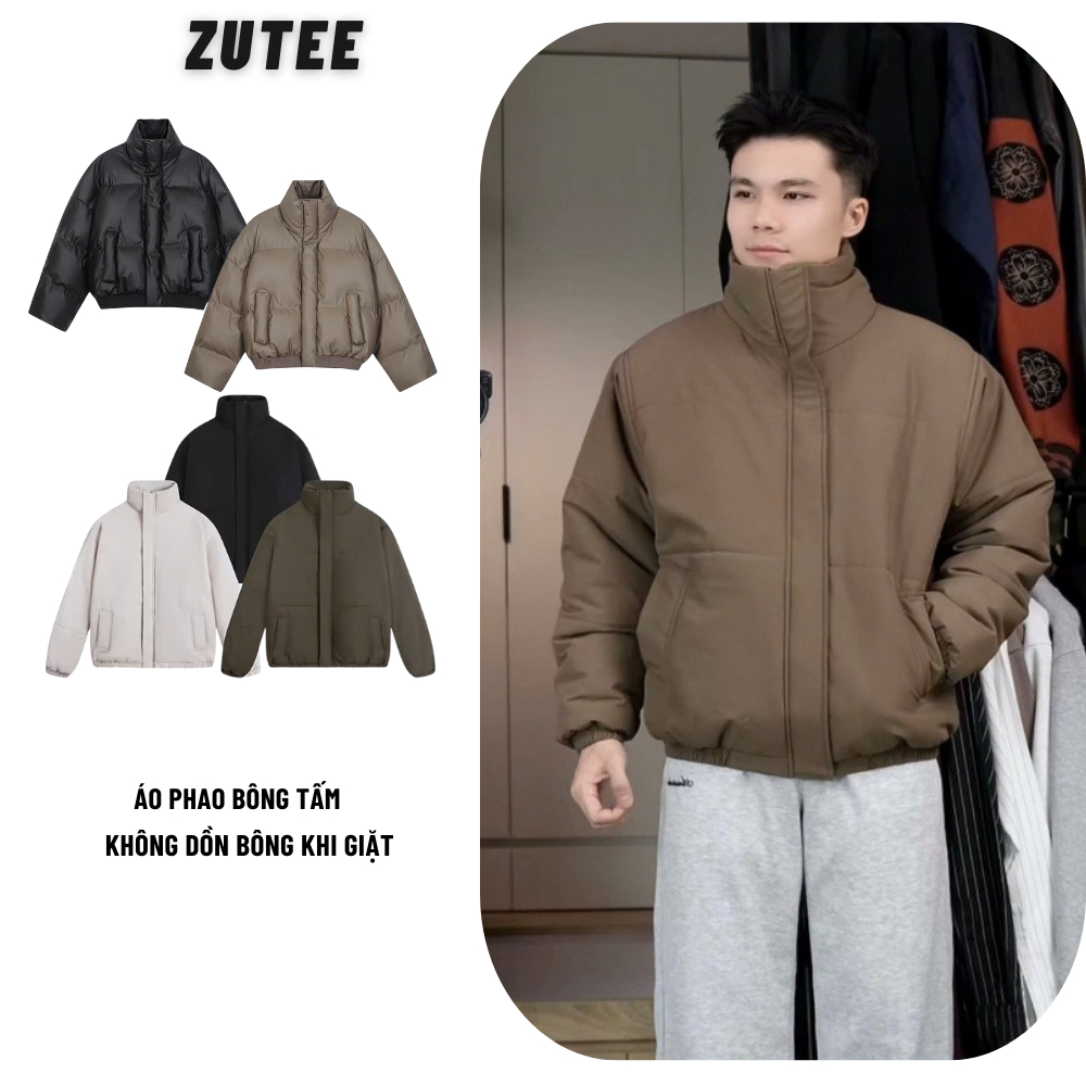 Áo Phao Bông Tấm Nam Nữ ZUTEE Không Dồn Bông Khi Giặt Máy