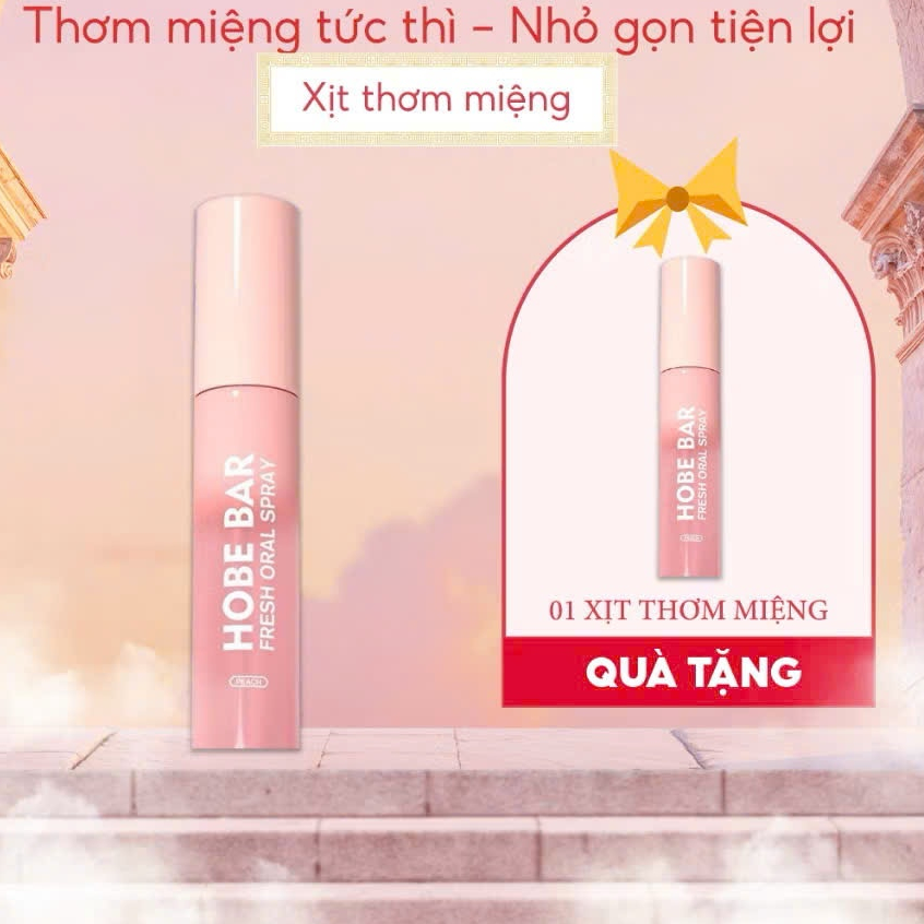 [Pass KOC 99%][Đã Mở Seal] 1 chai Xịt thơm miệng HOBEBAR hương đào, loại bỏ vi khuẩn gây mùi, sạch m