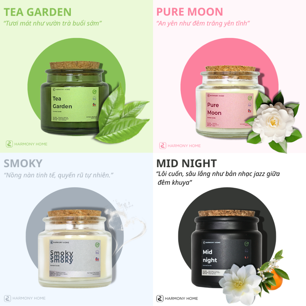 [Quà tặng] Nến Thơm Harmony Home – Hương Dịu Dễ Chịu, Tự Nhiên, Thư Giãn 100g