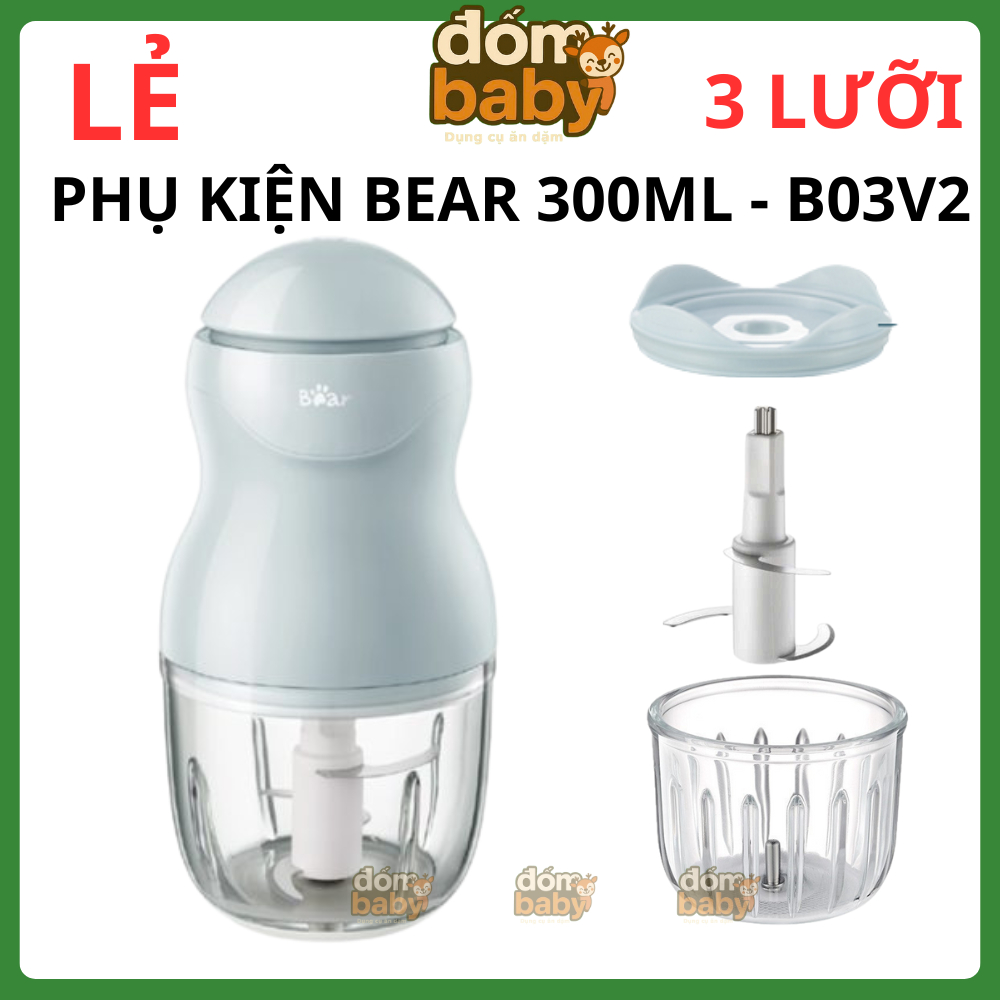 Cối thủy tinh thay thế máy xay bear 0.3l (3 lưỡi), phụ kiện thay thế máy xay bear 0,3l loại máy 3 lư