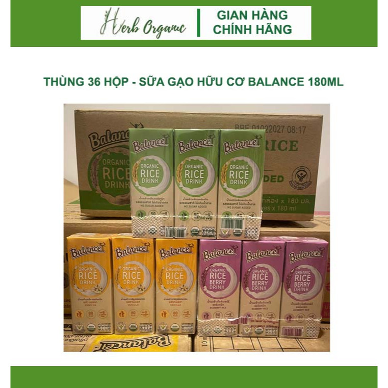  THÙNG 36 HỘP - SỮA GẠO HỮU CƠ 4CARE BALANCE 180ML - Nhập Thái Lan 
