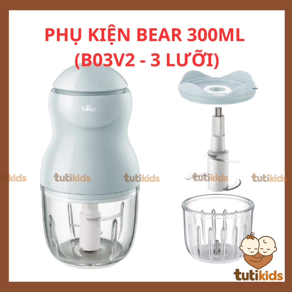 Cối thủy tinh thay thế máy xay bear 0.3l (3 lưỡi), phụ kiện thay thế máy xay bear 0,3l loại máy 3 lư