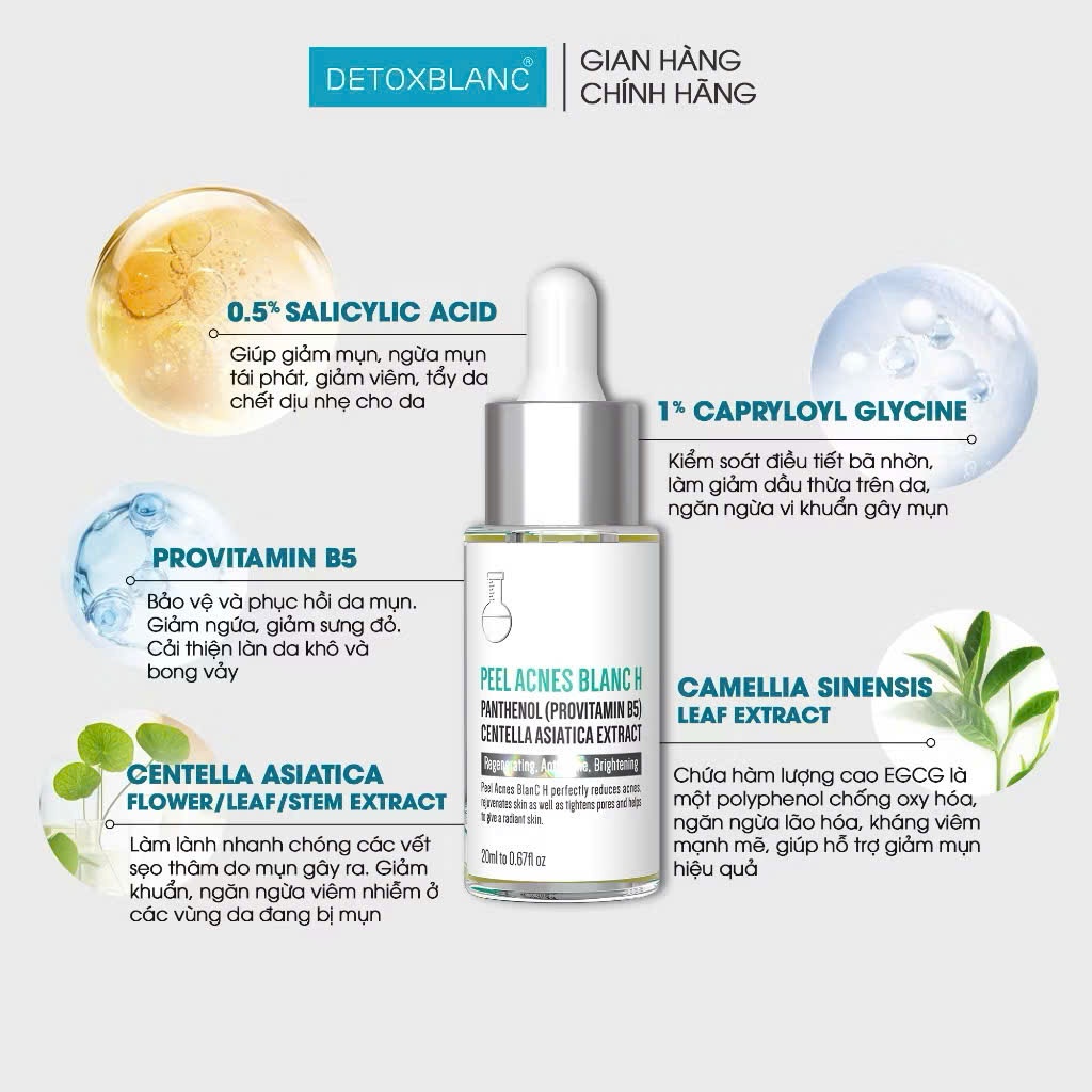 [Pass KOC 99%][Đã Mở Seal] ￼SERUM MỤN PEEL ACNES BLANC - H  DETOX BLANC(hỗ trợ mụn ẩn,viêm, thâm..)