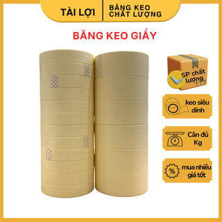 12 Cuộn băng keo giấy băng dính giấy 2.5cm 4.8cm chặn màu,che sơn, ghi chú viết chữ lên xé dán được - Tài Lợi BKG