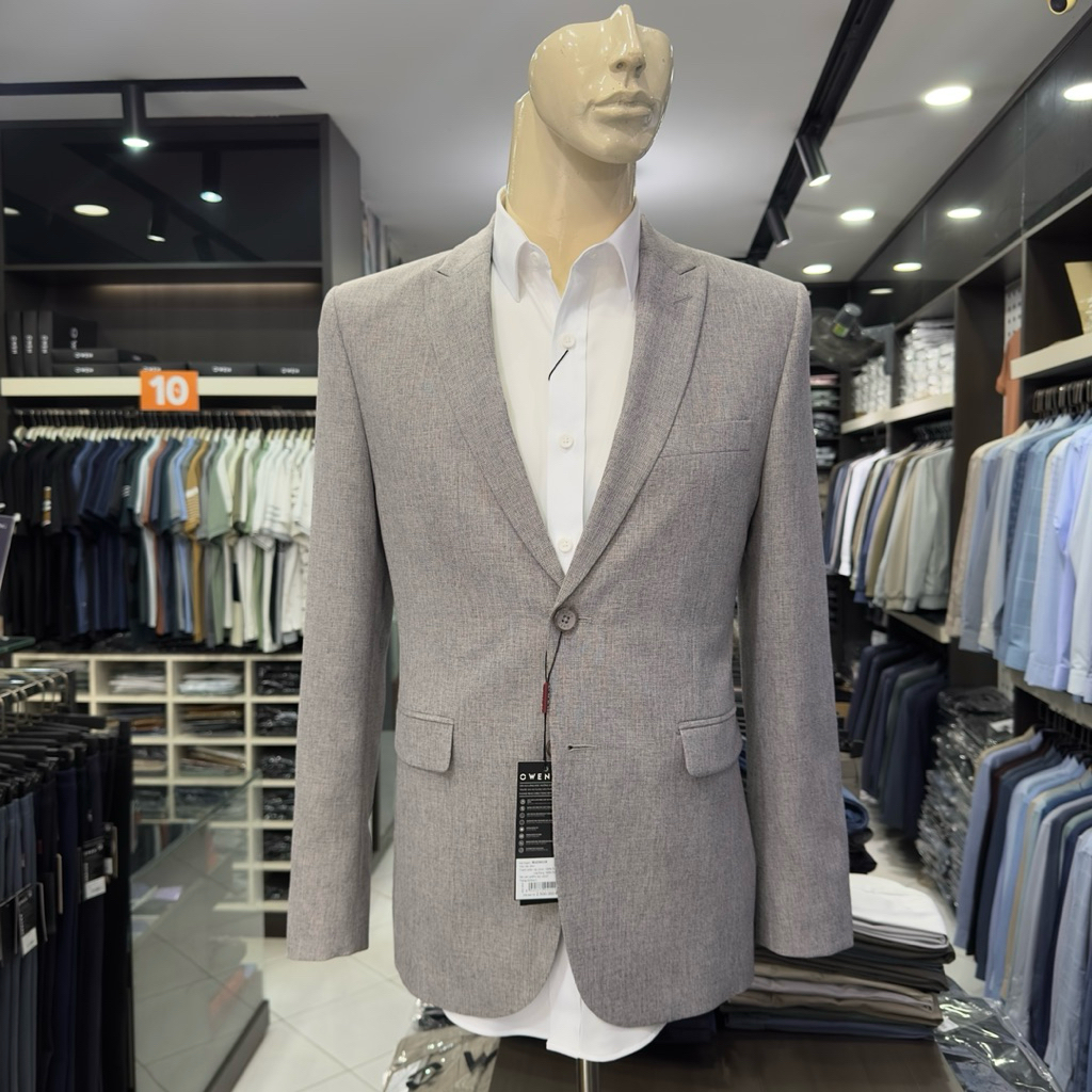 Áo blazer nam Áo vest nam Owen 2 lớp màu xám slim fit 2 khuy cao cấp BLS256119