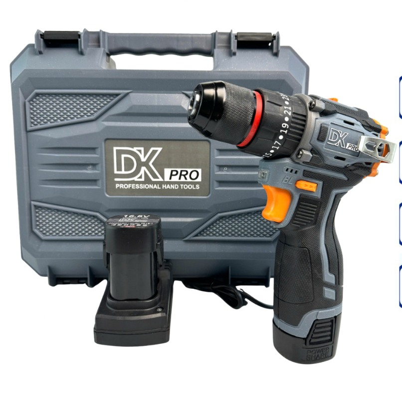 Máy Khoan Pin DKpro , 3 Chức Năng, Đầu Kẹp 10ly Autolock, Động Cơ Không Chổi Than