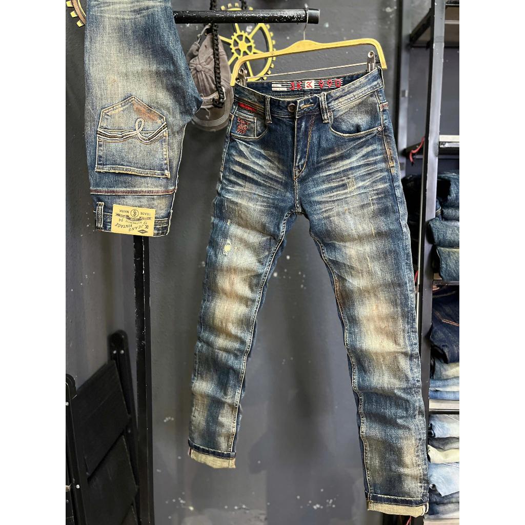 [3K DENIM Jean Denim Guangzhou-3K-M17]Quần Jean Nam Dài Màu Was RETRO Vintage Lau Dơ Sơn Mẫu Mới J40