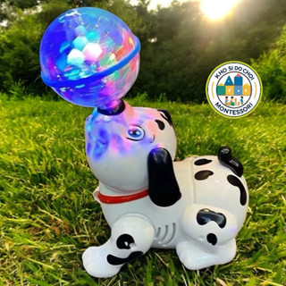  Đồ chơi cún đốm và quả cầu ma thuật,chú cún robot nhảy múa xoay 360 độ bằng nhựa chạy pin đồ chơi giải trí cho các bé 