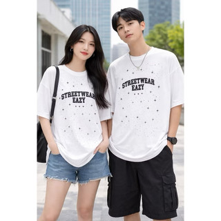 ÁO THUN UNISEX BOXY LETOM'S STREETWEAR EAZY / TRẮNG - XANH NAVY