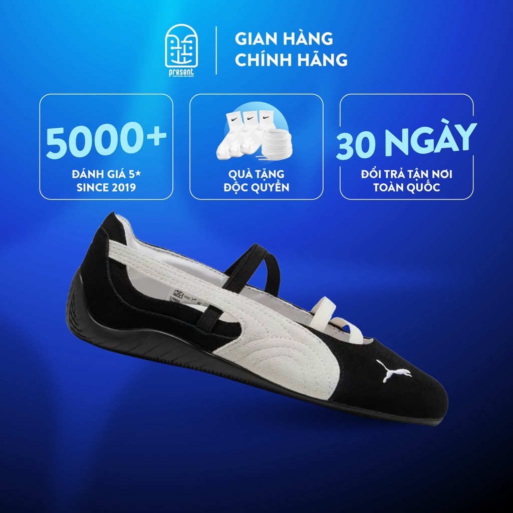Giày Puma Speedcat Ballet 'Black White' chính hãng, Puma Búp Bê Đen Trắng real fullbox Present Origi