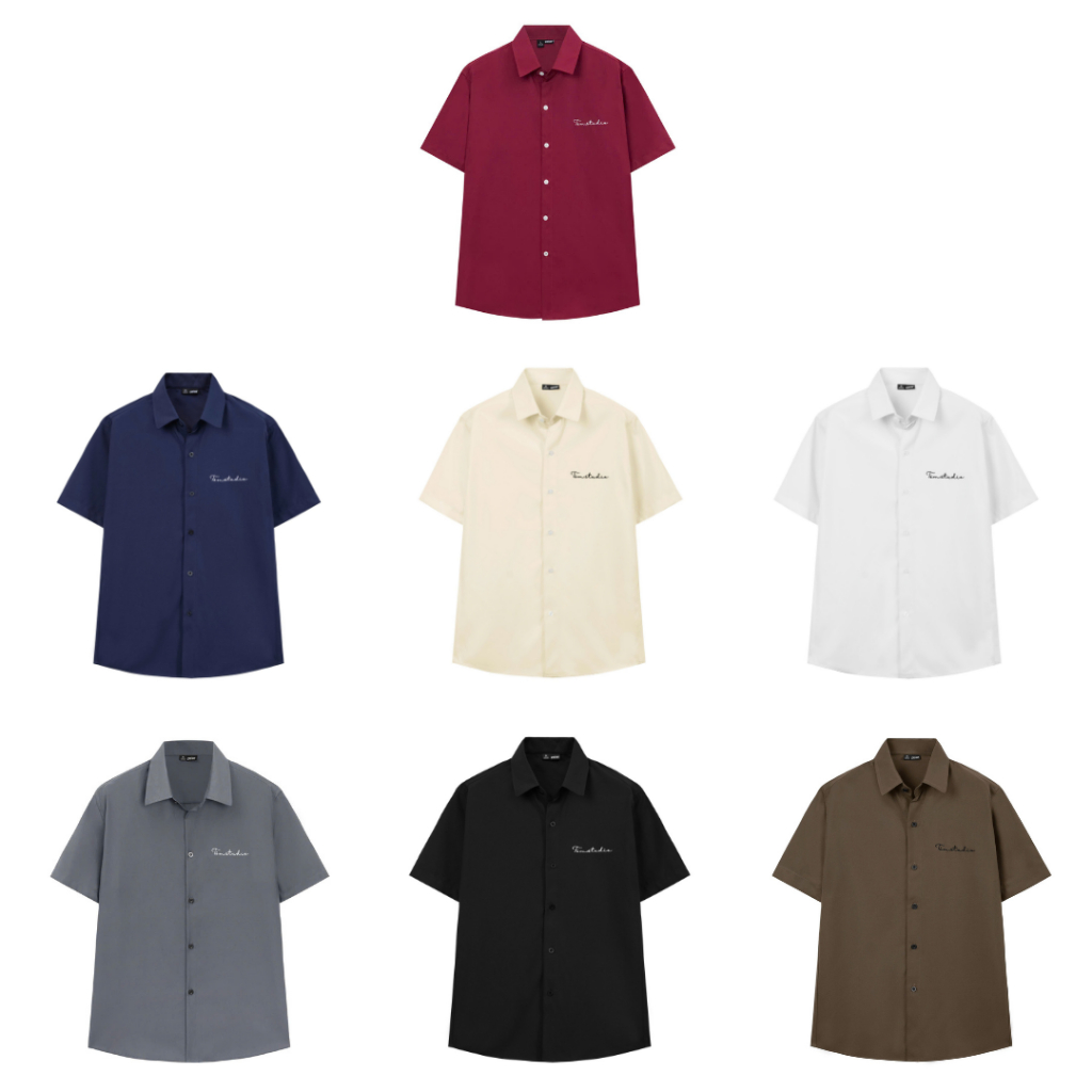 {Full Box} áo sơ mi nam giá xưởng thêu logo Nam Ngắn Tay Chất Vải Mango Mềm Mịn – Áo Sơ Mi Nam Công 