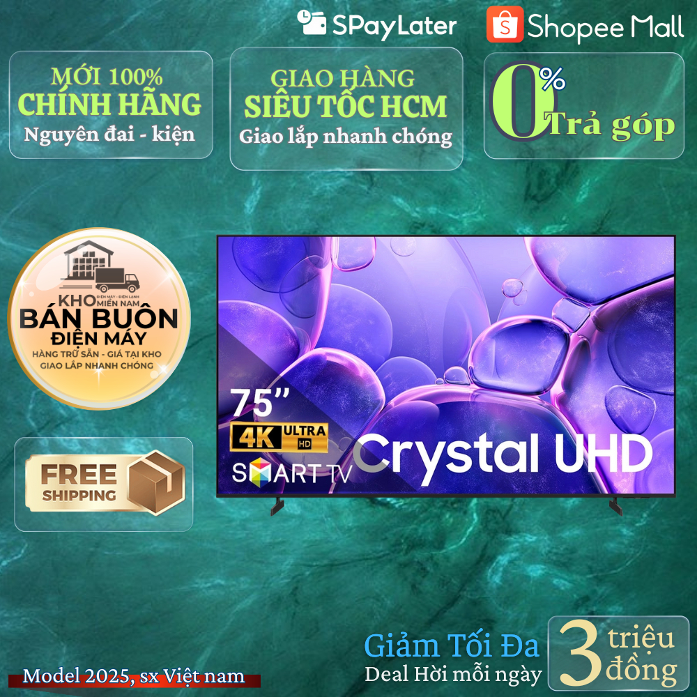 Smart Tivi Samsung 75U8500F – 75 Inch Crystal UHD 4K, BXL Crystal 4K, Thiết Kế Kim Loại Sang Trọng