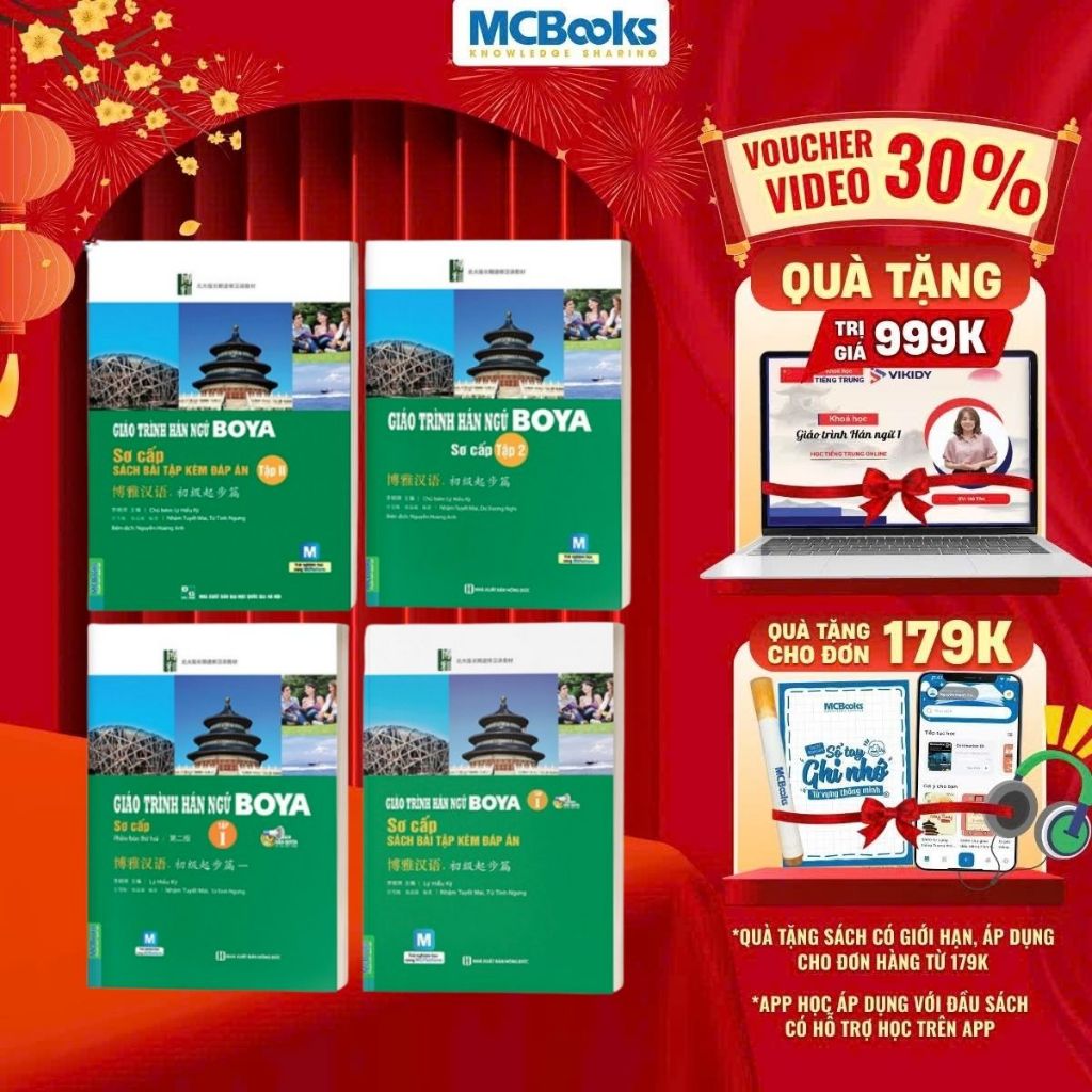Sách - COMBO Giáo Trình Hán Ngữ Boya Sơ Cấp 4 cuốn