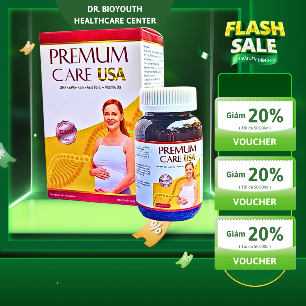 Viên Bà Bầu bổ sung DHA SẮT VÀ VITAMIN, KHOÁNG CHẤT CHO MẸ Premum care usa nâng cao sức đề kháng tha