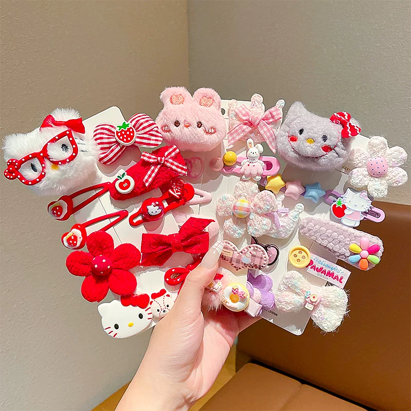 Set 10 Kẹp Tóc Đính Nơ Hoạt Hình Phong Cách Hàn Quốc Cho Bé Gái - Hồng