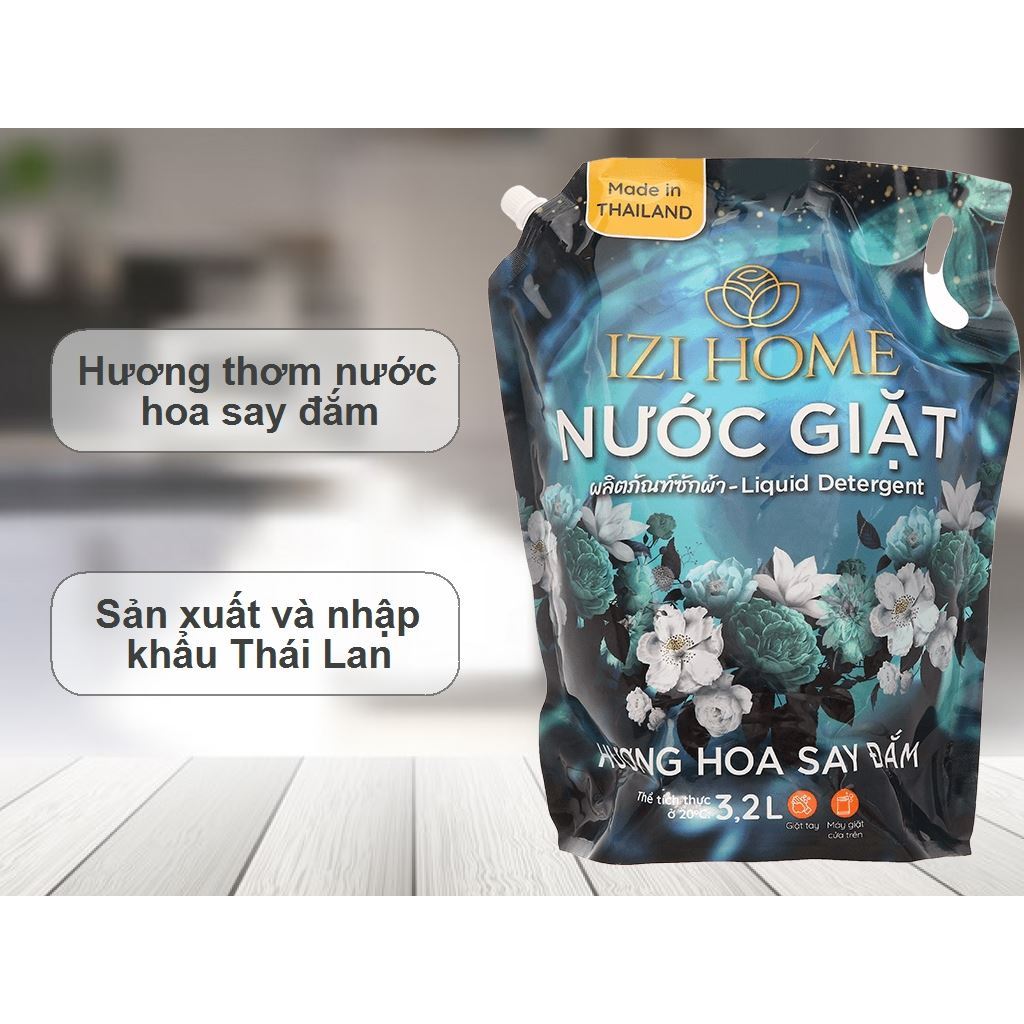 Nước giặt IZI HOME hương hoa say đắm túi 3.2lít/ 2.4 lít