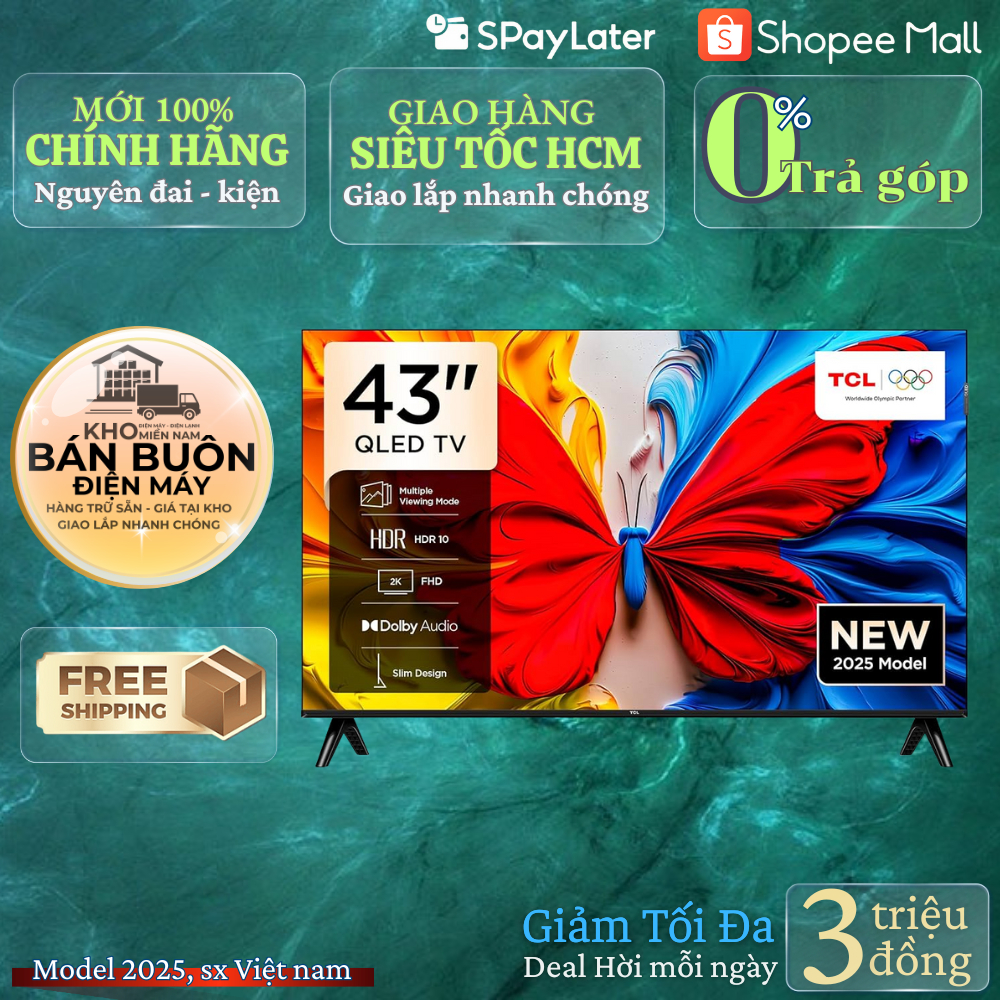 43S5K Google Tivi QLED TCL AI FHD 43 inch 43S5K, trợ lý giọng nói Tiếng Việt