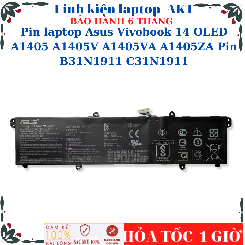 Pin Asus Vivobook 14 OLED A1405 A1405V A1405VA A1405ZA  Pin B31N1911 C31N1911