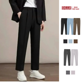 Quần Tây Nam IMAN Nhiều Màu Phong Cách Hàn Quốc, Quần Âu Dáng Baggy Ống Suông Rộng Vải Tuyết Hàn