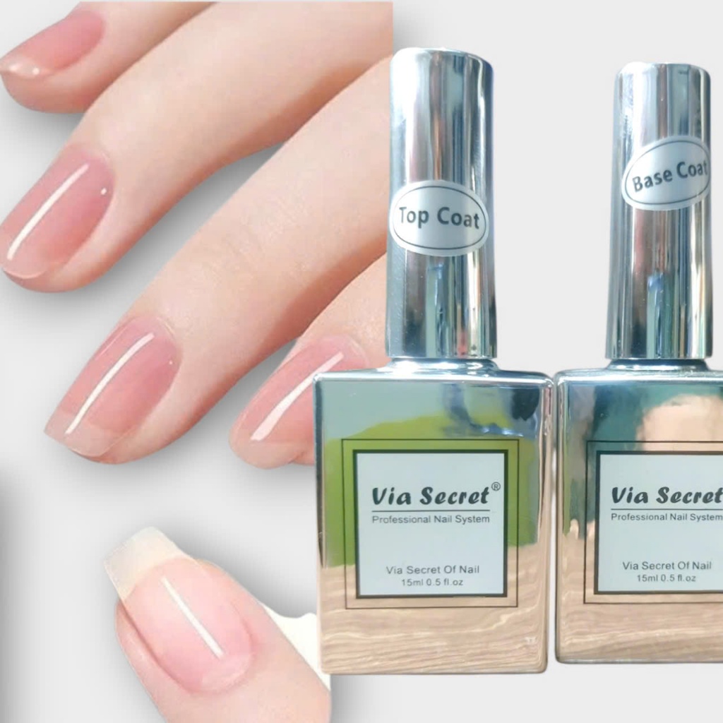 [Cài ]Base liên kết gel, top bóng gel, base cứng, top giọt sương, sơn gel Via Secret