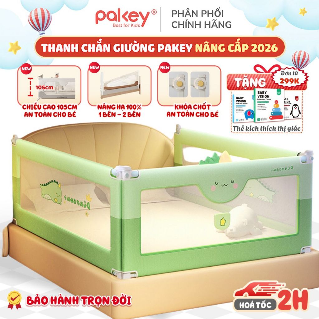 [NEW] Thanh Chặn Giường Cho Bé Mẫu Mới Chính Hãng PAKEY, Thanh Chắn Giường Vải Oxford Cao Cấp Mềm Mị