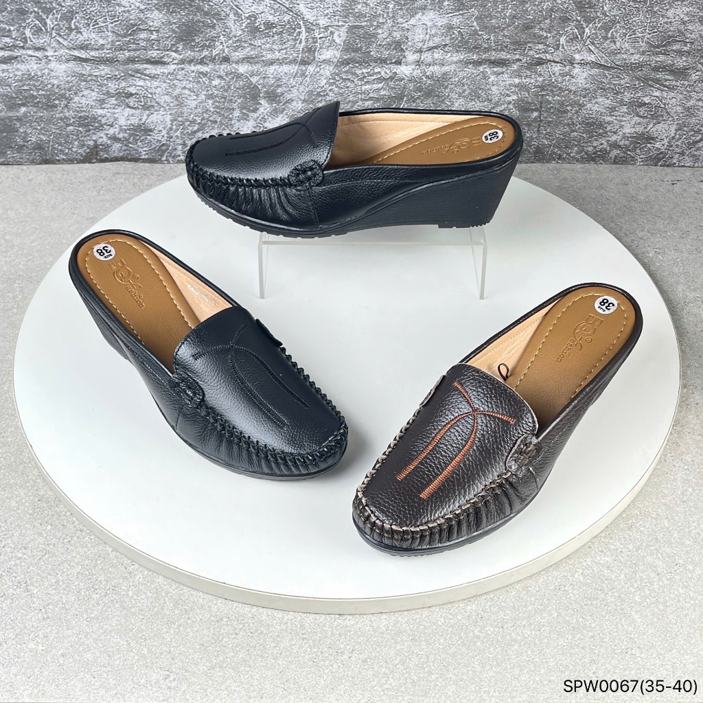 Sục da nữ BQ size 35-40 sục da bò trung niên cho các bà các mẹ gót xuồng cao 7cm SPW0067