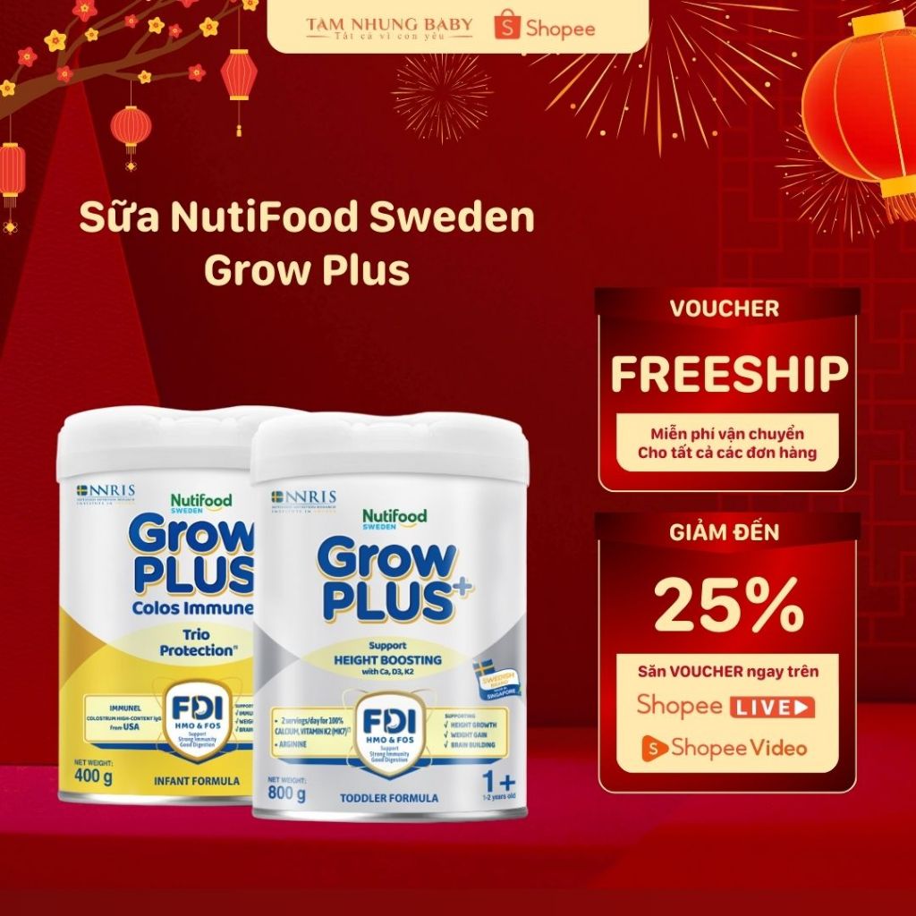 Sữa NutiFood Sweden Grow Plus 800g – Tăng Cân, Tăng Sức Đề Kháng, Dành Cho Bé Suy Dinh Dưỡng – Tâm N