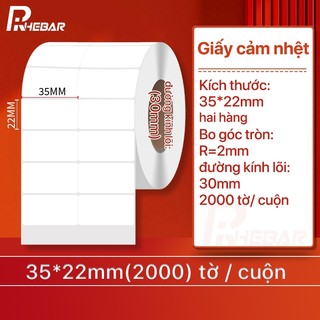 Rhebar Giấy In Tem Mã Vạch 35*22mm – Giấy In Nhiệt – Keo Dán Cực Bám