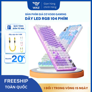 Bàn Phím Giả Cơ K500 Gaming Có Dây LED RGB 104 Phím Bàn Phím Gaming Dùng Chơi Game Làm Việc 