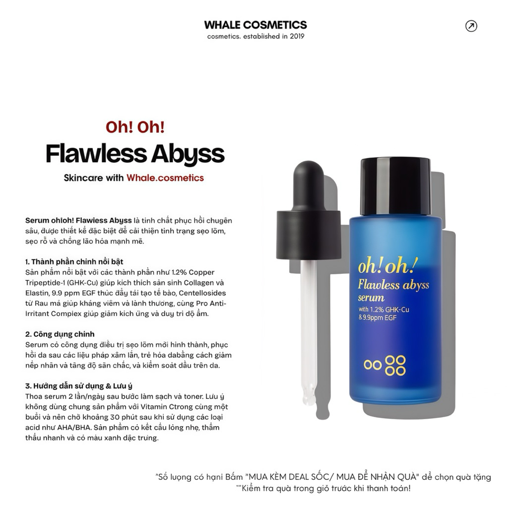 (Hàng Cty) Serum Tinh Chất Giảm Sẹo Lõm & Chống Lão Hoá Oh Oh Flawless Abyss Serum (with 1.2% GHK-Cu