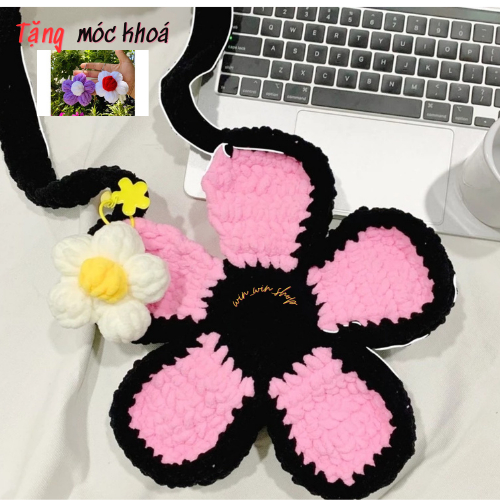 [ Hàng có sẵn ] Túi Len Hoa mini ,Bloom Flower Bag handmade TẶNG kèm móc khoá hoa