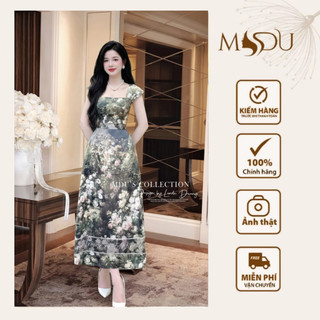 Váy Mango Ý MDU4255 Họa Tiết Hoa Mới Lạ Dáng Cổ Vuông Tinh Tế Từ MDU K34-D4-1