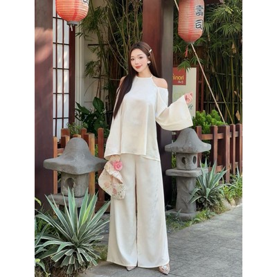 YU CHERRY | Set đồ lam kiểu yếm pháp phục tết phù hợp đi chùa LOTUS CLOUD TOP (PHÁP PHỤC LIÊN VÂN) YA524