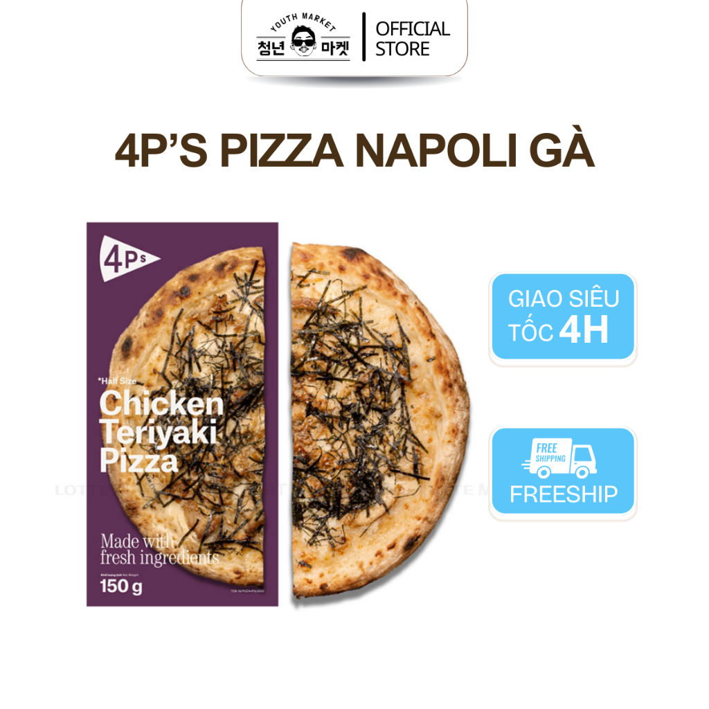 (Siêu Tốc 4h) Pizza 4P's Half Pizza Teriyaki Gà Đông Lạnh 150G - Nửa Bánh