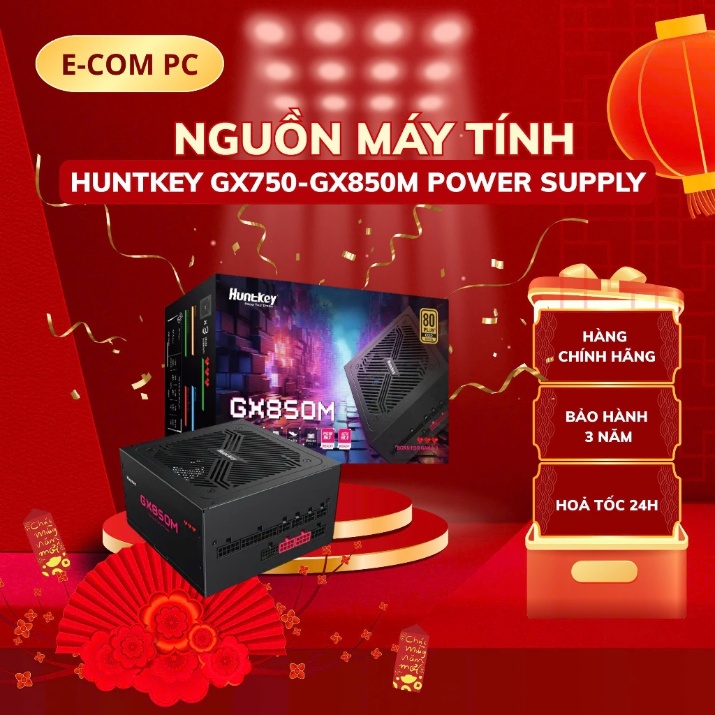 Nguồn Huntkey GX750M GX850M 80 Plus Gold Full Modular, chính hãng HUNTKEY