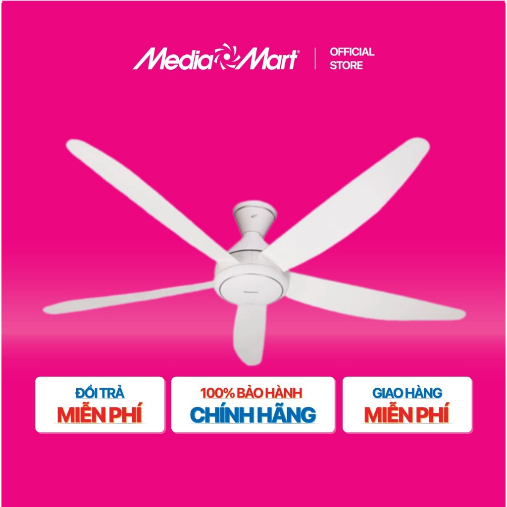 [MEDIAMART] - Quạt trần 5 cánh Panasonic DC F-60GDN-S-màu trắng - có điều  khiển - FREESHIP,Bảo hành