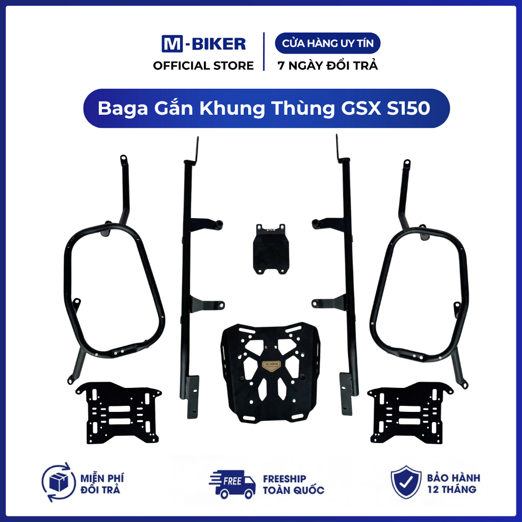 Baga GSX S150 Gắn Khung Thùng M-Biker, cảng gsx s150 gắn khung 3 thùng. Thép chịu lực cao