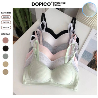  Combo 5 Áo ngực nữ không gọng đệm mút mỏng ôm ngực Áo lót nữ học sinh cotton gân tăm kẻ sọc A414 