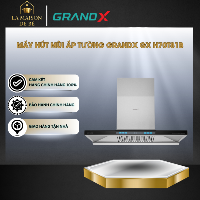 Máy Hút Mùi Áp Tường GrandX GX H70T81B Premium - 70cm - Động Cơ BLDC - Khử Mùi Than Hoạt Tính - LMS