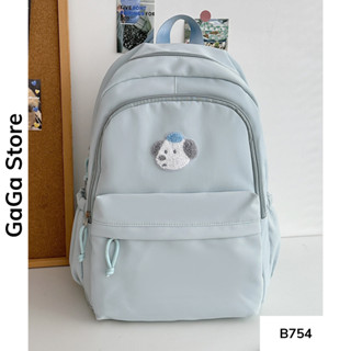 Balo đi học nữ nhiều ngăn phong cách basic Hàn Quốc thêu gấu màu pastel dễ thương cho học sinh các cấp B754 gagastore