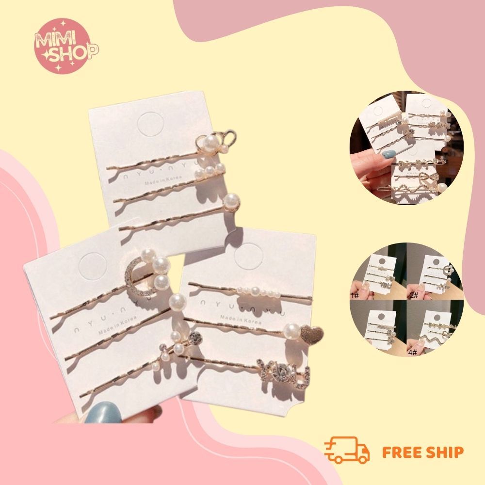 Bộ 3 kẹp tóc dát đá thời trang nữ dễ thương MIMI SHOP