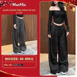  Quần ống rộng MunMiu official quần suông kẻ sọc ly úp BIGSIZE phong cách trẻ trung năng động Hàn Quốc 9905 