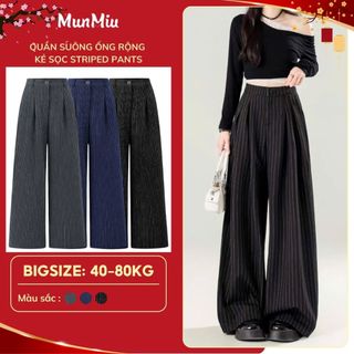  Quần ống rộng MunMiu official quần suông kẻ sọc Striped Pants trẻ trung phong cách Hàn Quốc 9904 